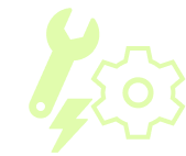 Ícone de chave e engrenagem com raio